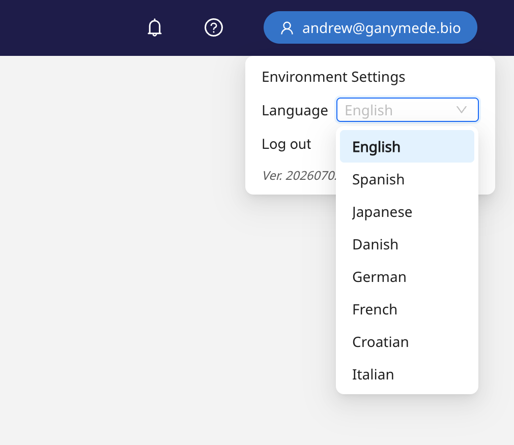 Language picker with supported languages